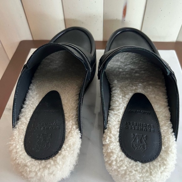 Brunello Cucinelli Embellished Leather Shearling Clogs  37 - Picture 13 of 16